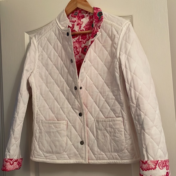 Burberry reversible cotton quilted snap closure jacket, cherry blossoms, size 10 - Picture 2 of 3